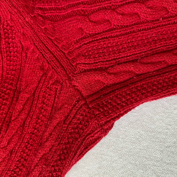 Eddie Bauer Womens Red Cable Knit Button Up Crew Neck Sweater. Sz-M - Picture 12 of 16